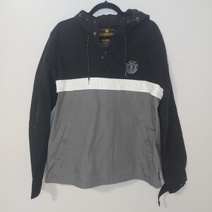 Element Black and Gray Hooded Windbreaker Large
